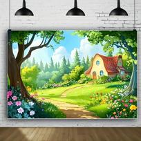 1pc Magic Forest Fairy tale background polyester banner, suitable for parties, weddings, birthdays, and photo booth props 180x230 CM