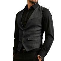 Men's Business Vest Slim Fit Formal Waistcoat Button Front Dress Vest with Pockets for Office Work and Casual Wear XXXL