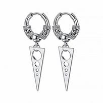 2PC Gothic Punk Stainless Steel Drop Hoop Earrings For Men/Women Ear Circle Buckle Tassel Chain Hip Hop Gothic Unisex Jewelry