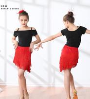 Banqiao Di Vaikų Lotynų Šokių Apranga Trumpomis Rankovėmis su Kutais Rinkinys Vasaros Treniruotėms ir Pasirodymams black