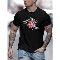 Surfing Fun Print T Shirt, Tees For Men, Casual Short Sleeve T-shirt For Summer S