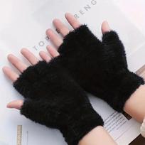 Half Finger Plush Gloves Solid Color Fingerless Touch Screen Writing Gloves Winter Driving Outdoor Sport Gloves One size