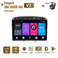 2 Din Android Car Radio Multimedia Video Player For Peugeot 308 308SW 408 2010-2016 Navigation GPS WIFI Head Unit 1+16GB