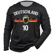 German Flag Emblem Vintage 3D Print Autumn Men's O-Neck T-shirt Casual Long Sleeve T-Shirt Oversized Pullover Trend Men Clothing S