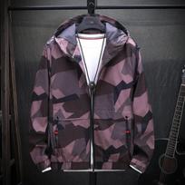 WTEMPO Hooded Camouflage Windbreaker Outdoor Running Quick-drying Coats Spring Autumn Men's Lightweight Large Size Casual Windproof Jacket L raudona