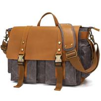 2023 Vintage Leather Canvas Women's Men's Messenger Bag - Fashion Crossbody Shoulder Sling Casual Bag chaki