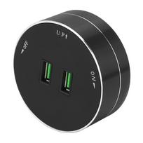 Cordless Power Track Adapter Dual USB Port Multifunctional Round Outlet Adapter with Light Indicator