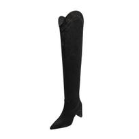 Krazing Pot Flock Autumn Winter Shoes Pointed Toe Big Size 42 High Heels Slip on  Women Over-the-knee Boots 34 juoda
