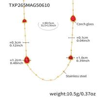 Colorful Waterdrop Stainless Steel Necklace for Women Luxury Czech Glass Gold Plated Cuff Open Bangle Charm Zircon