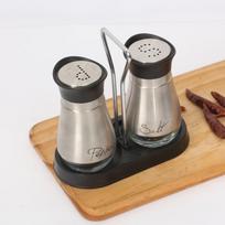 Stainless Steel & Glass Spice Jar Set - Modern Salt & Pepper Shakers