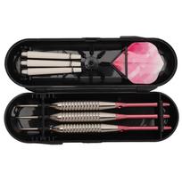 Steel Tip Darts Set Professional Darts Deep Groove Barrel Aluminum Shaft and PET Flights with Storage Case Pink