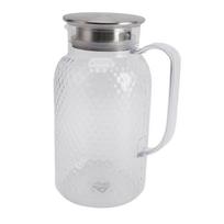 Water Pitcher with Lid and Handle 1500ml Acrylic Heat Resistant Clear Water Kettle Jug for Lemonade Milk Ice Tea Cold L white