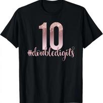 10th Birthday Two Digit Girl Ten Dripping Rose T-Shirt S