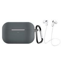 Earphone Protective Case for AirPods Pro Soft Silicone Shell+Ring Holder+Anti-drop Rope Extra pilka spalva