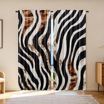 2pcs Tiger Light Filtering Curtains - Semi-Sheer Window Drapes with Rod Pocket   Black & White Animal Print Window Treatments for 100*130 Grommet Top 1pcs