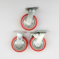 Korėjietiško stiliaus tvirtas raudonas guminis ratukas pramoniniams vežimėliams 4-inch Red Wheel 4.75mm Fixed