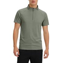 Men's Half Zip Turtleneck Top  Men's Sports Casual Short Sleeved Top L