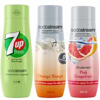 Set of 3 SodaStream concentrates 7UpFREE + Orange-Mango + Grapefruit