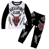 Stranger Things 4 Outfit Kids Hellfire Club Long Sleeve T-shirt Top Trousers Casual Set Lounge Wear kqvn New Arrival 12-13 Years