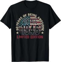 80-ojo gimtadienio dovana vyrams Vintažinis Gimęs 1946 m. Būdamas 80 metų Dovana Unisex marškinėliai 4XL