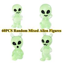 60PCS Mixed Glowing Alien Mini Figures, Desk Decoration, Glow-in-the-Dark Alien Figurines, Cue Decorative Figurines, DIY Craft Random Mixed