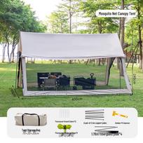 8-12 Person Portable Outdoor Mesh Canopy Tent with Mosquito Net, Sun & Rain Protection for Camping and Beach. 400x290x240 cm