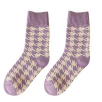 Winter Women's Thickened Fleece-Lined Purple Toned Japanese-Style Mid-Calf Cotton Socks - Warm  for Maternity & Cozy Home Wear One Size