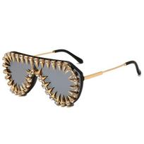 Steam Punk Metail Diamonds Frame Quality Oversized Alloy For Gents Sun Glasses For Ladies Designer Female Sun Glasses For Drivers with bag and cloth