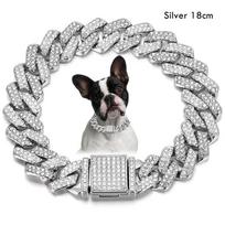 Link Chain Dog Diamond Chain Collar Hip Hop Diamond Link Chain Necklace Inlaid Rhinestone Bling Pet Crystal Necklace