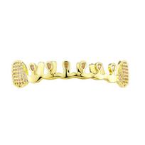 Gift Removable Hiphop Teeth Grillz Bling Punk Rhinestone Tooth Caps Unisex Gold Silver Color Charm Teeth Grillz Party Cosplay