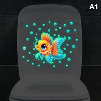 New Glow-in-the-Dark Goldfish Toilet Sticker Creative Self-Adhesive Removable Bathroom Decoration Wall Windows Car Stickers