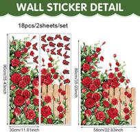 Valentine's Day Rose Wall Sticker Vine Fence Butterfly Removable Stickers Pvc Self-adhesive Party Atmosphere Decorative Decals