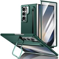 Multifunctional Lens Kickstand Touch Pen Case For Samsung Galaxy Z Fold 7 6 5 4 5G Anti-Scratch Built-in Glass Screen Film Cover Galaxy Z Fold5 žalia