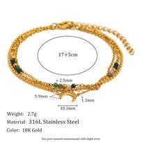 MamacitaSlay 316L Stainless Steel Natural Stone Moon Three Layer Chain Bracelet Party Waterproof Jewelry Women's Charm Bracelet 22cm
