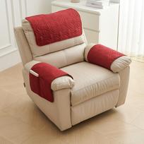 3PCS Quilted Fleece Sofa Cover Set Non-Slip Stretch Fit Armrest & Headrest Protectors with Storage Pockets for Recliner Chair