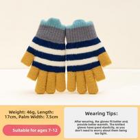 Children's Fce Lined Gloves Five Finger Exposure Two Finger Boys Writing Winter Thiened Warm Casual Sle Elastic Opening One size fits all