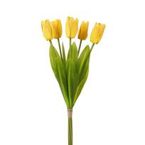 Real Touch Artificial Tulip Flowers Handmade Realistic Faux Tulip Branch 5-Heads Luxury Simulation Big Tulip Dining Table geltona