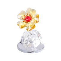 Handcraft Crystal Flower Statue Clear Base Rose Tulip Artificial Flower Figurine High Transparence Ornament