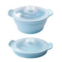 Food Grade Silicone Collapsible Steaming Pot Heat-resistant with Lid Silicone Steamer Foldable 1.25L Large šviesiai mėlyna spalva