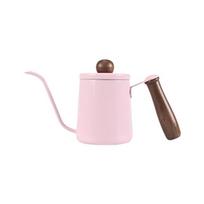 350ML Pour Over Coffee Kettle Wood Handle Temperature Meter Goose Neck Coffee Pot Stainless Steel Anti-scald Hand Brewing Kettle rožinė