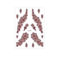 Red Mehndi Stickers Henna Tattoo Stickers Legs Arm Wedding Tool Red Henna Tattoo Decals Waterproof India Flower Body Art Sticker