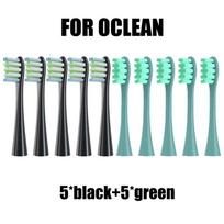10PCS Replacement Brush Heads for Oclean X PRO/Z1/F1/One/Air 2/SE Soft DuPont Nozzles Vacuum Sealed Packaged 5Black5Green
