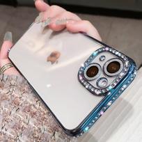 Case for iPhone 14 13 12 11 Pro Max Plus Luxury Plating Glitter Diamond Transparent Girl Female Soft Silicone Shockproof Cover for iPhone X XS