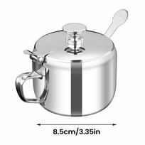Stainless steel spice jars for kitchens, seasoning containers, sugar bowls with lids, chili oil jars for restaurants, with spoon