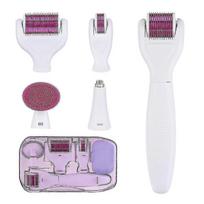 6 In 1 Derma Roller Kit For Face And Body - 0.25mm And 0.3mm Micro Needle Dermaroller With 5 Replaceable Heads, Storage Case And Disinfection Tank Fre