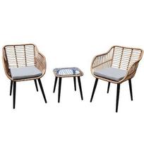 Lauko baldų komplektas Garden Select Rattan sodo baldų komplektas su kėdėmis ir stalu su stikliniu stalviršiu