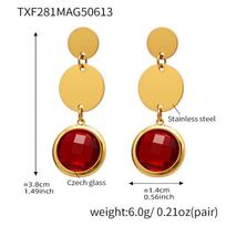 Qiong Yao Exquisite Round Glass Stone Mosaic Tassel Pendant Earrings
