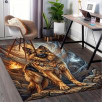 German Shepherd Mystical Artwork Pattern Printed Chair Mat -Decorative Mats for Office Tables,Coffee Tables - Durable and Fashionable Carpet 100cm x 120cm