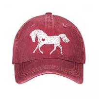 Suede Horse Baseball Cap  New Vintage Washed Cotton Baseball Cap Parent Kids Sun Hats Adjustable