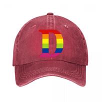 Rainbow Initial Cotton Baseball Cap Washed Baseball Cap Adjustable